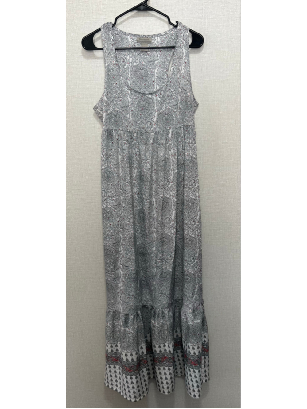 World Market Paisley Floral Boho Tiered Maxi Sleeveless Dress With Ruffled Hem